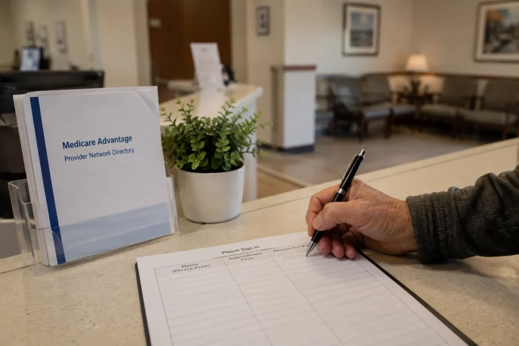 Doctor's office representing Medicare Advantage HMO and PPO network differences