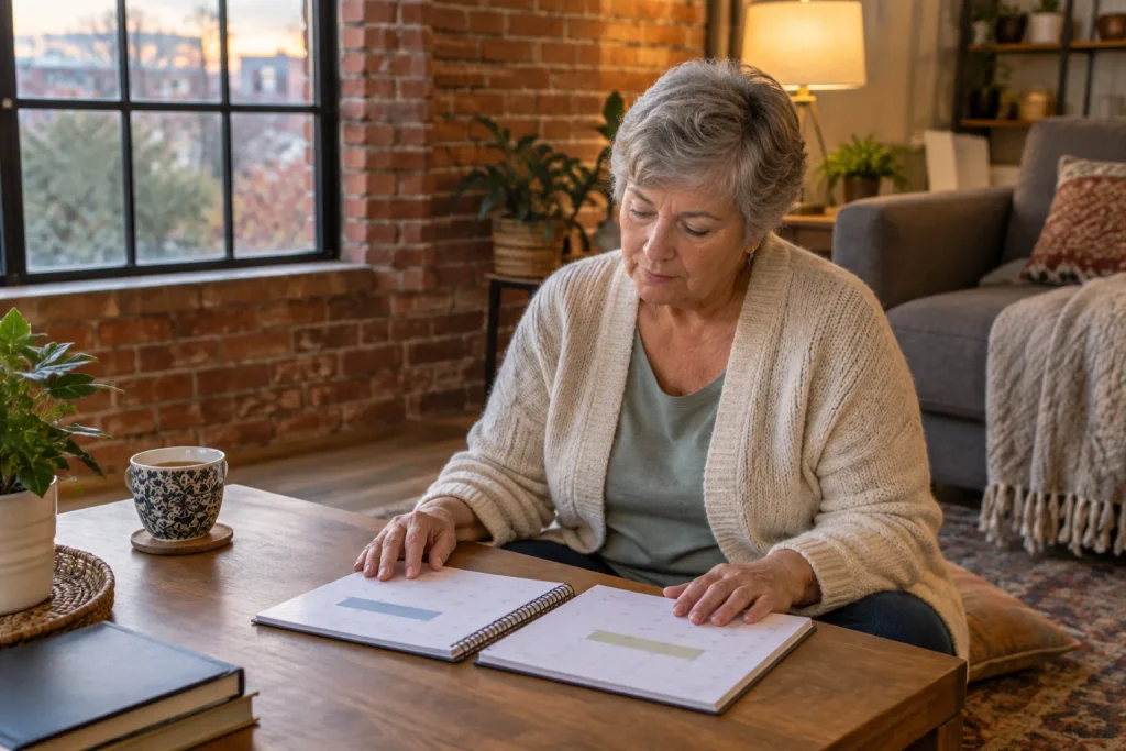 Senior comparing two Medicare enrollment windows on calendars at home.